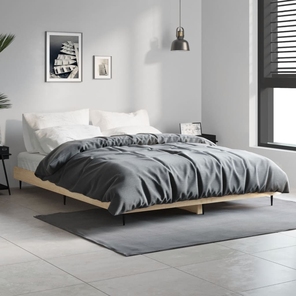 sengeramme 140x190 cm uden madras konstrueret træ sonoma-eg