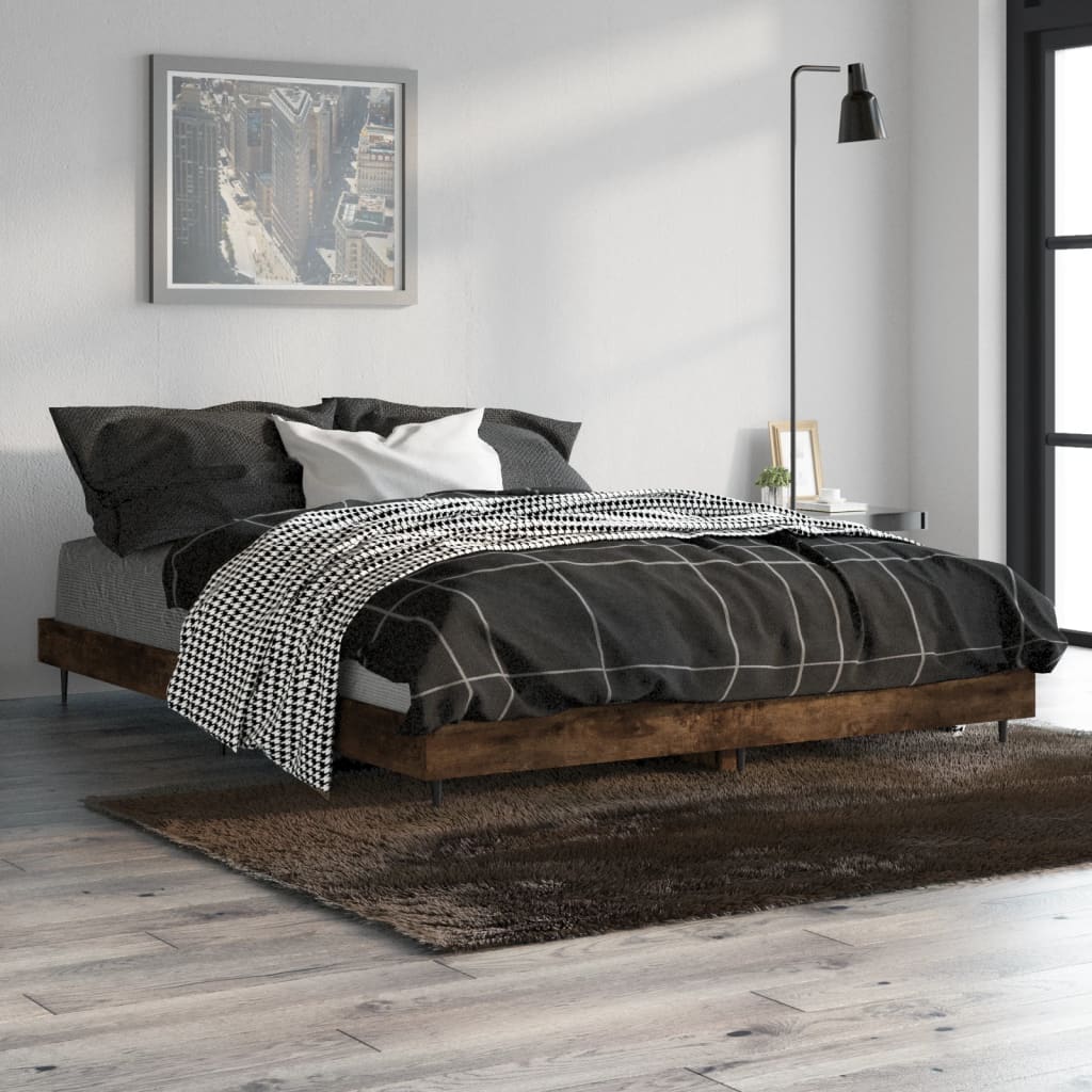 sengeramme 140x190 cm uden madras konstrueret træ røget eg