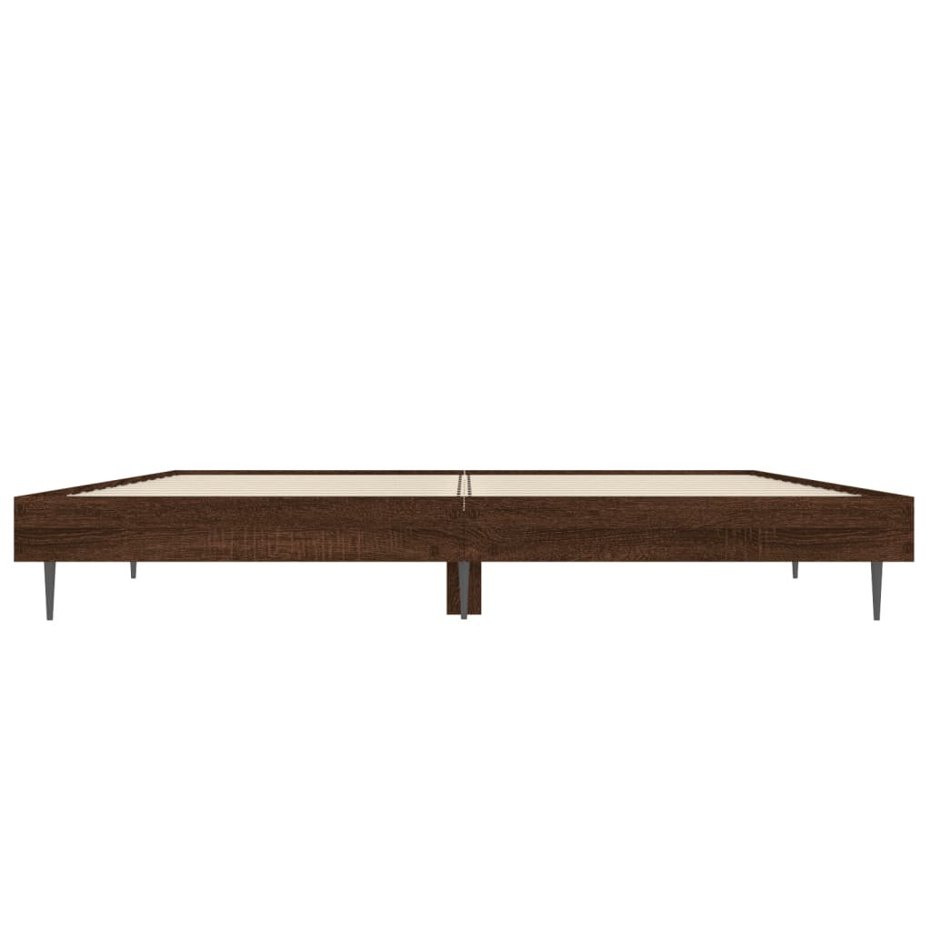 sengestel 135x190 cm konstrueret træ brun eg