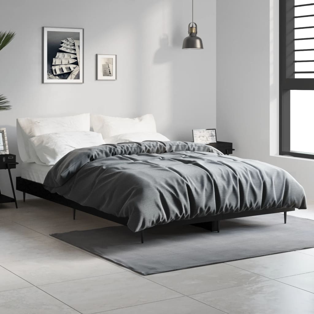 sengestel 120x190 cm konstrueret træ sort