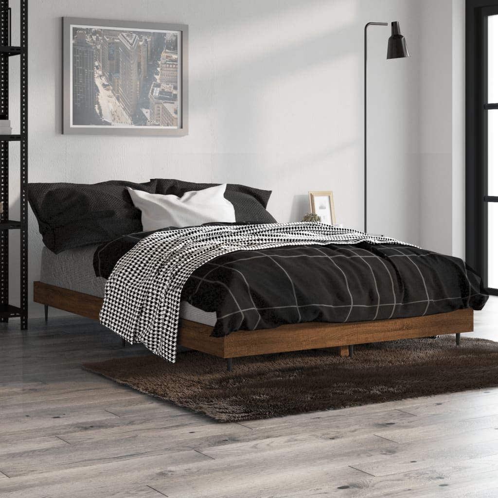sengeramme 120x190 cm uden madras konstrueret træ brunt eg