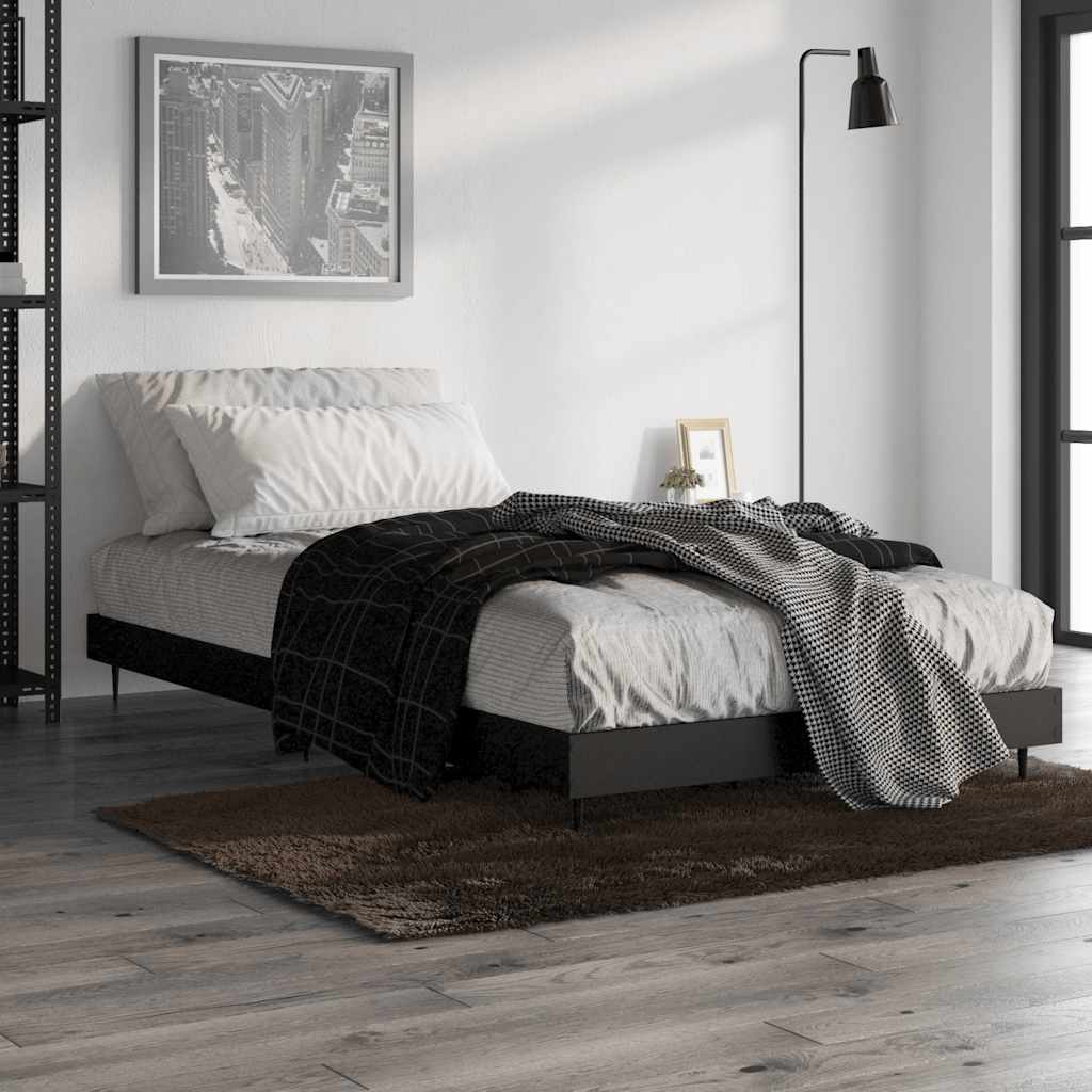 sengeramme 90x190 cm konstrueret træ sort