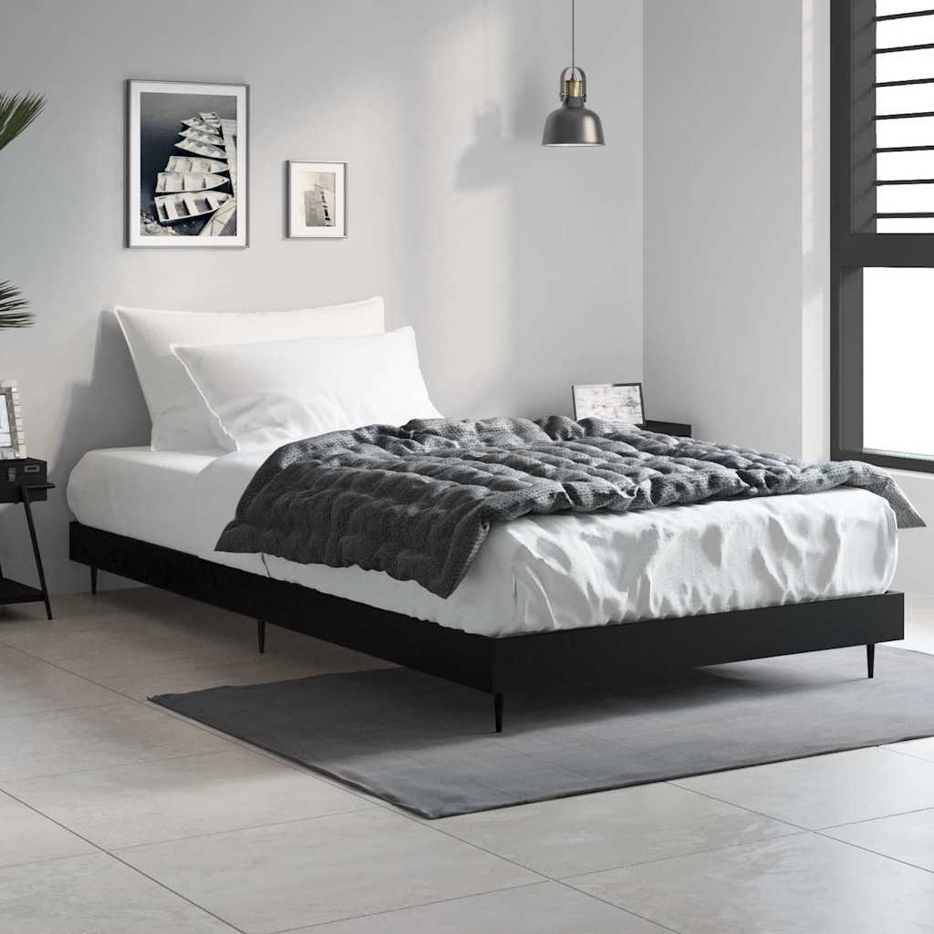 sengeramme 90x190 cm konstrueret træ sort