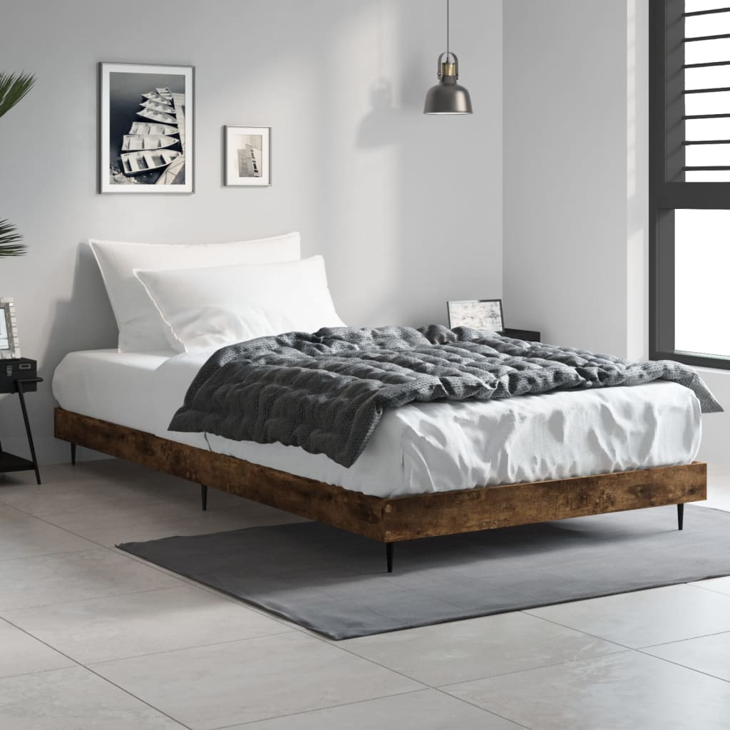 sengeramme 90x190 cm uden madras konstrueret træ røget eg