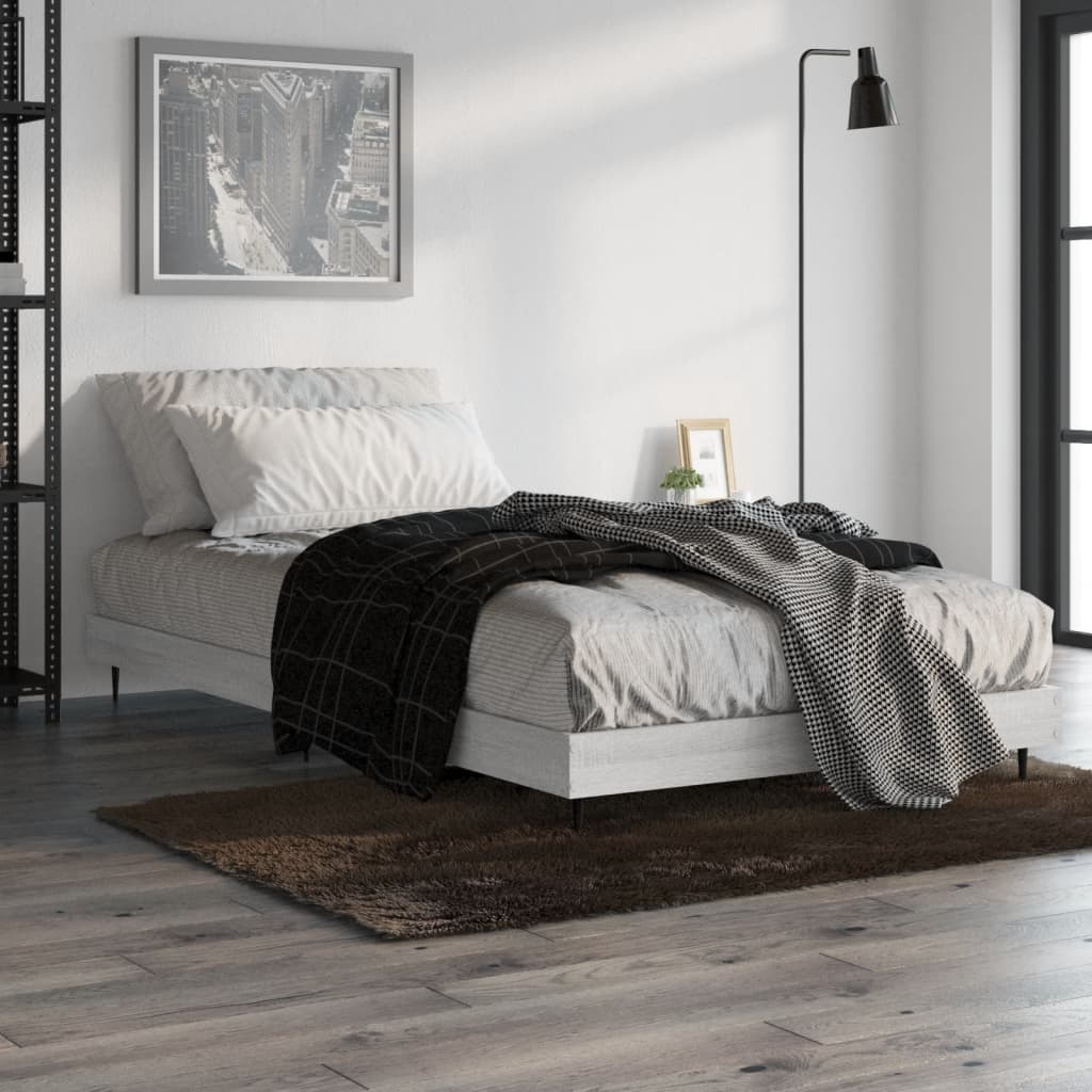 sengeramme 90x190 cm konstrueret træ grå sonoma-eg