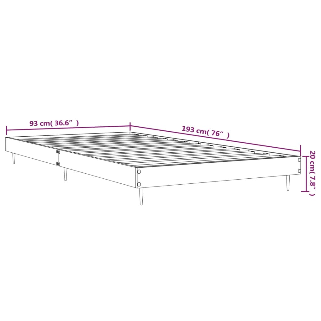 sengeramme 90x190 cm konstrueret træ grå sonoma-eg