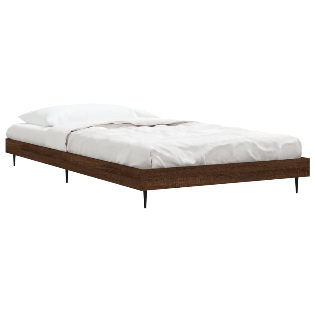 sengeramme 90x190 cm uden madras konstrueret træ brunt eg