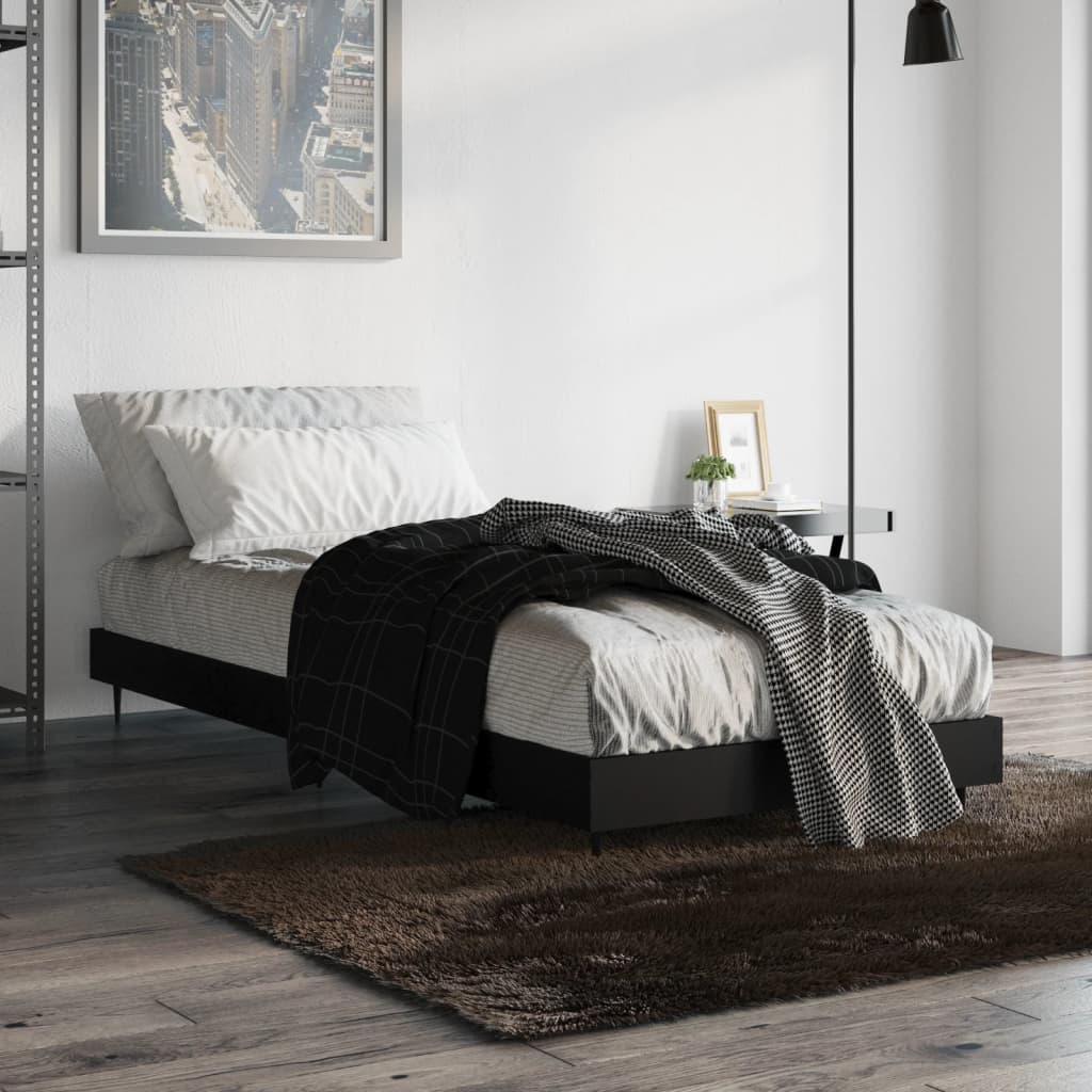 sengeramme 75x190 cm konstrueret træ sort
