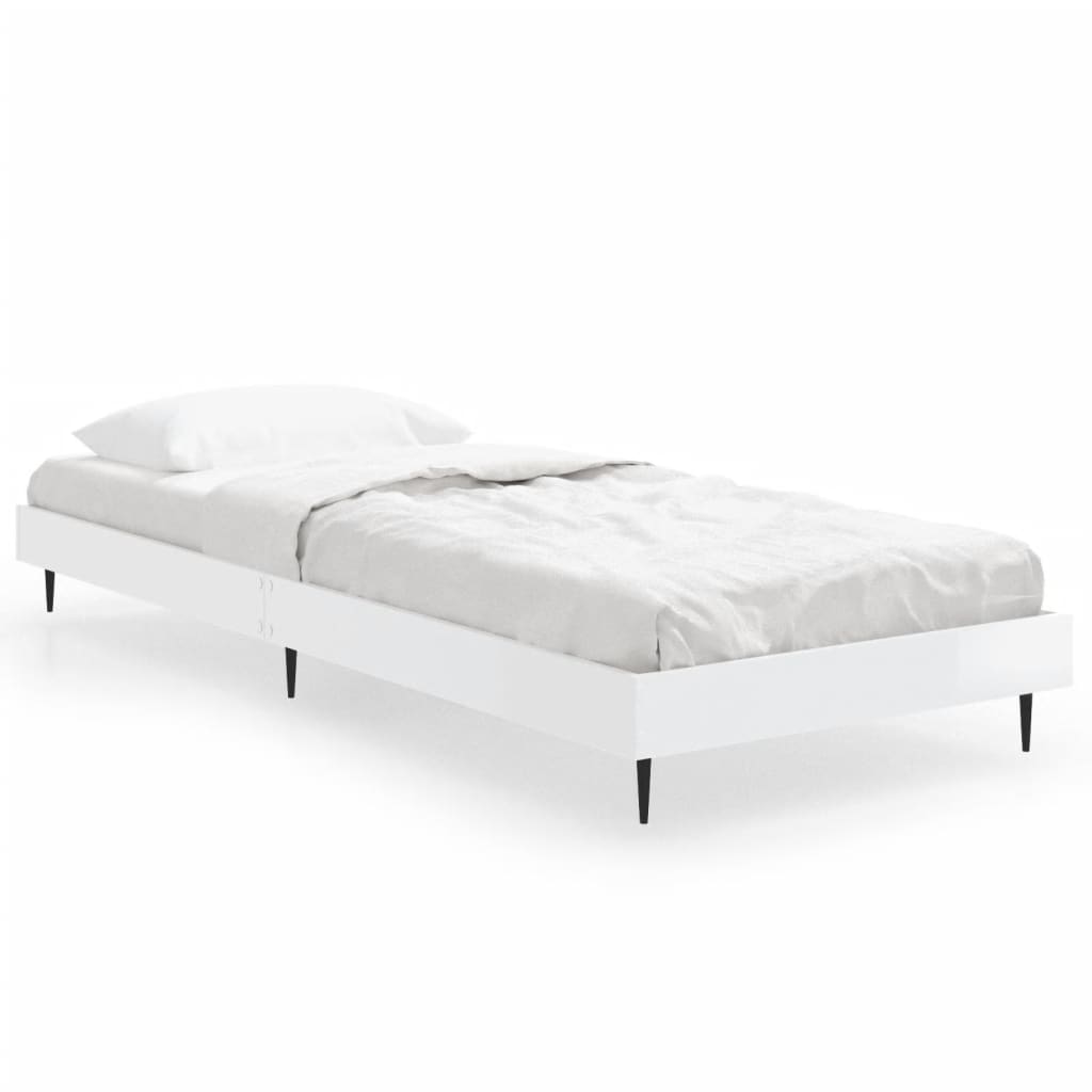 sengeramme 75x190 cm konstrueret træ hvid højglans