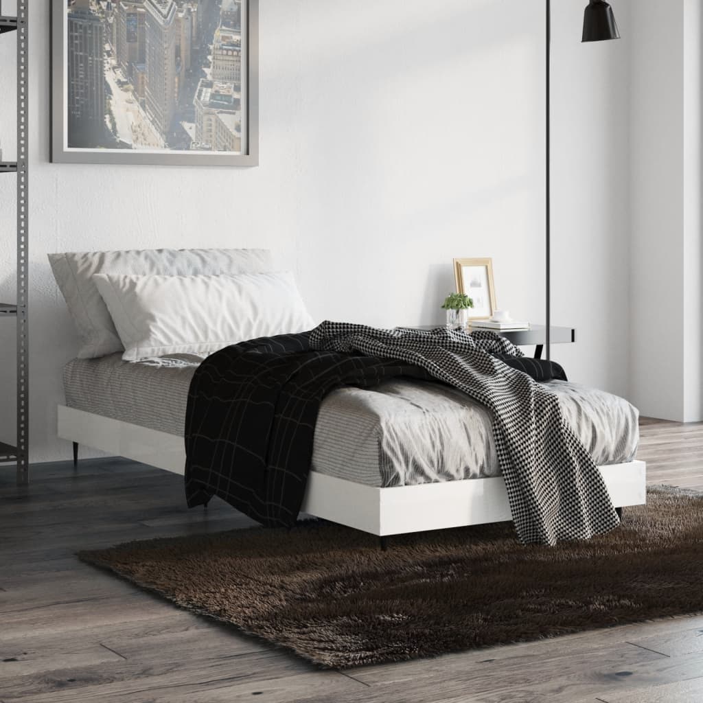 sengeramme 75x190 cm konstrueret træ hvid højglans