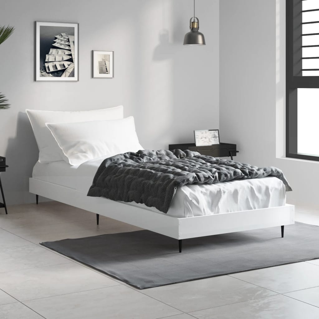 sengeramme 75x190 cm konstrueret træ hvid højglans