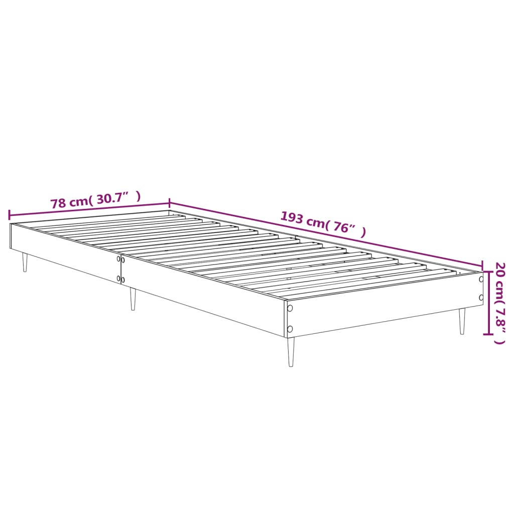 sengeramme 75x190 cm uden madras konstrueret træ røget eg