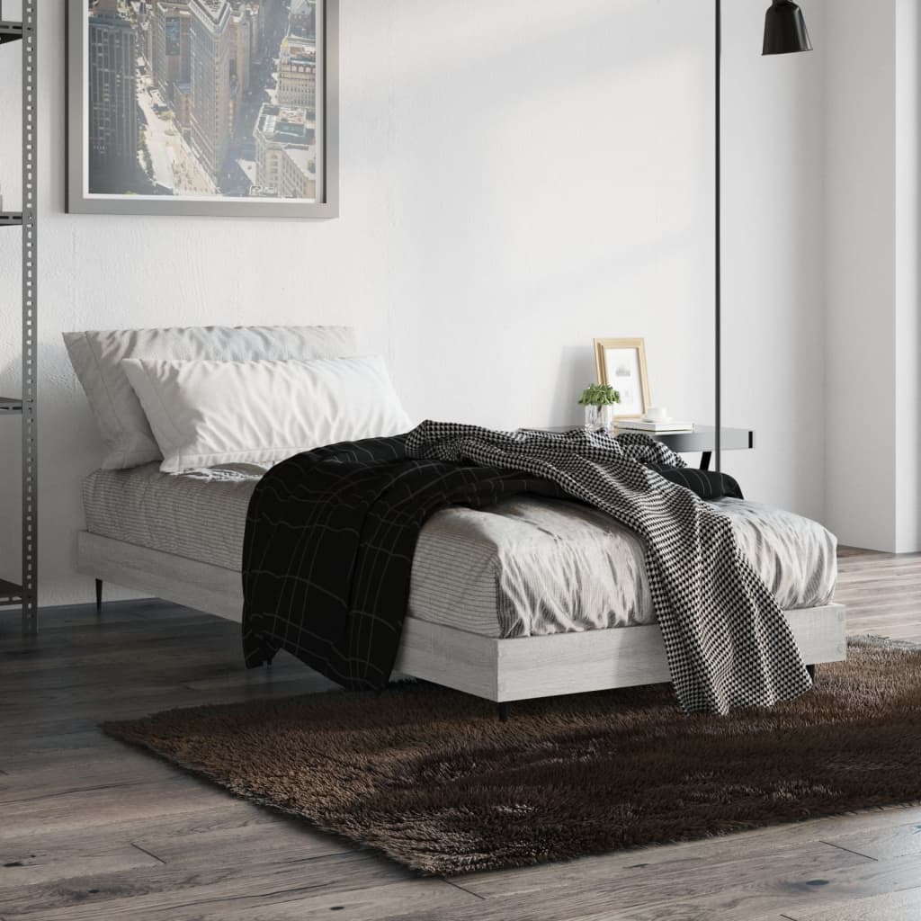 sengeramme 75x190 cm konstrueret træ grå sonoma-eg