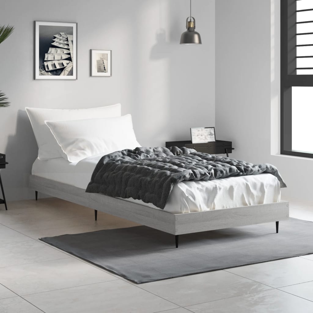 sengeramme 75x190 cm konstrueret træ grå sonoma-eg