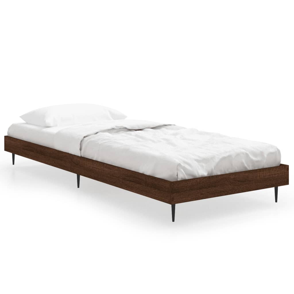 sengeramme 75x190 cm uden madras konstrueret træ brunt eg