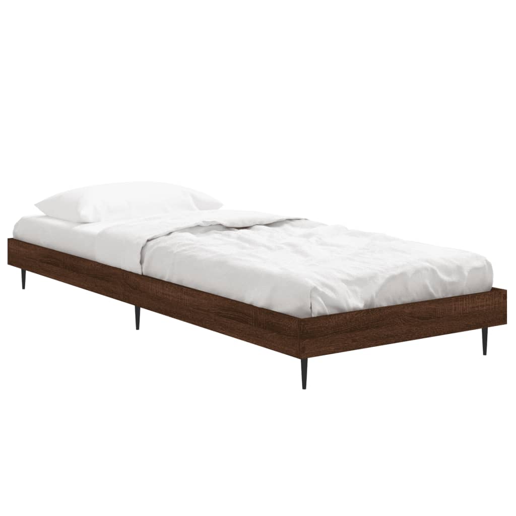 sengeramme 75x190 cm uden madras konstrueret træ brunt eg
