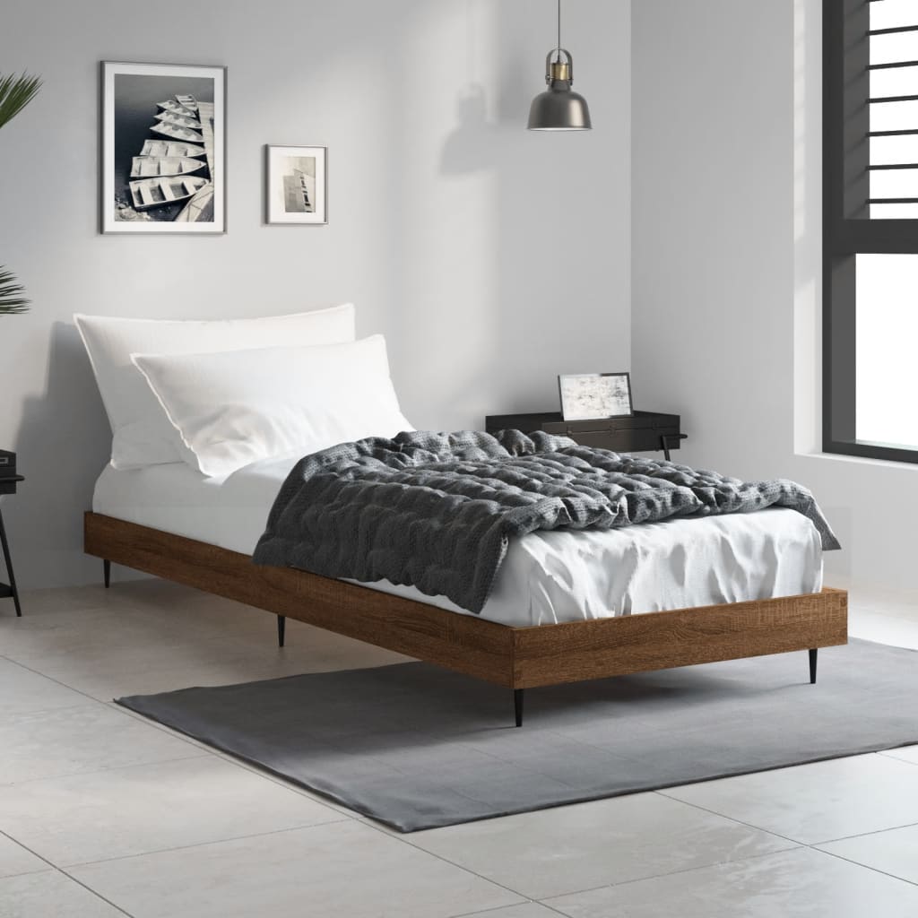 sengeramme 75x190 cm uden madras konstrueret træ brunt eg