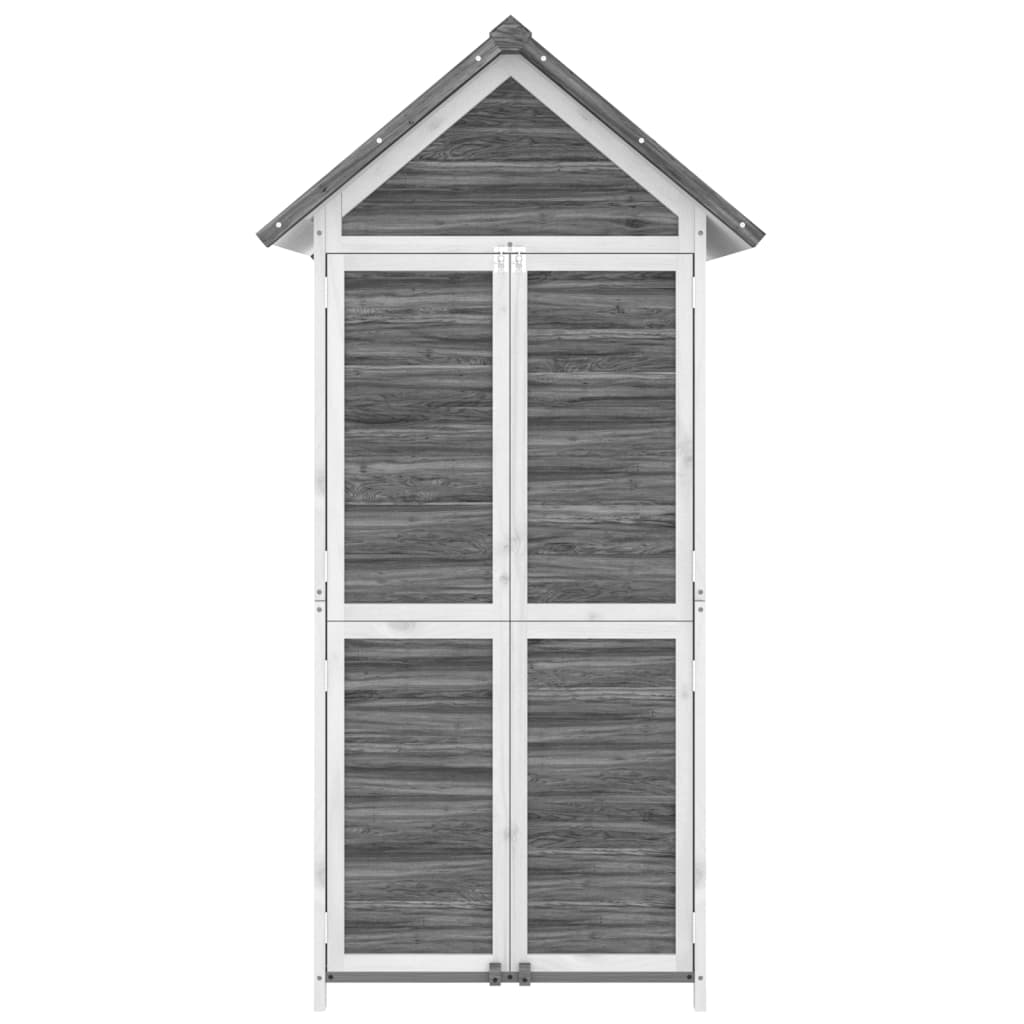redskabsskur til haven 89x52,5x175 cm massivt fyrretræ grå