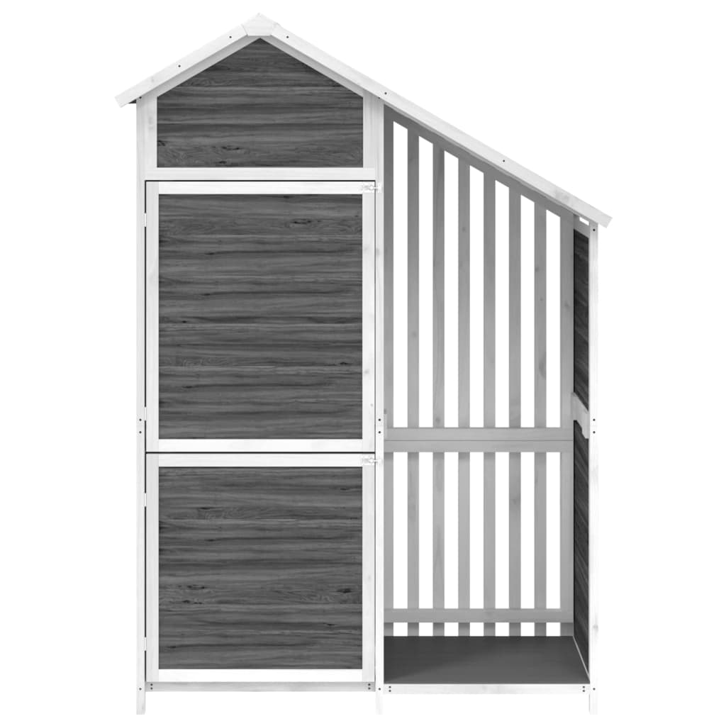 redskabsskur til haven 120x53,5x170 cm massivt fyrretræ grå