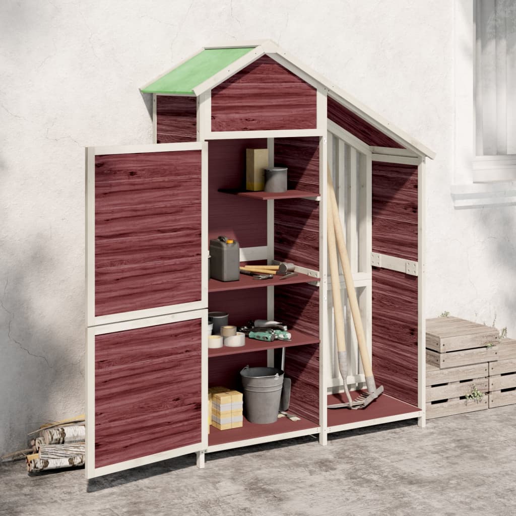 redskabsskur 120x53,5x170 cm massivt fyrretræ mokkafarvet