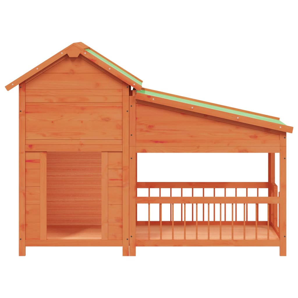 hundehus 143x60,5x109 cm massivt fyrretræ brun