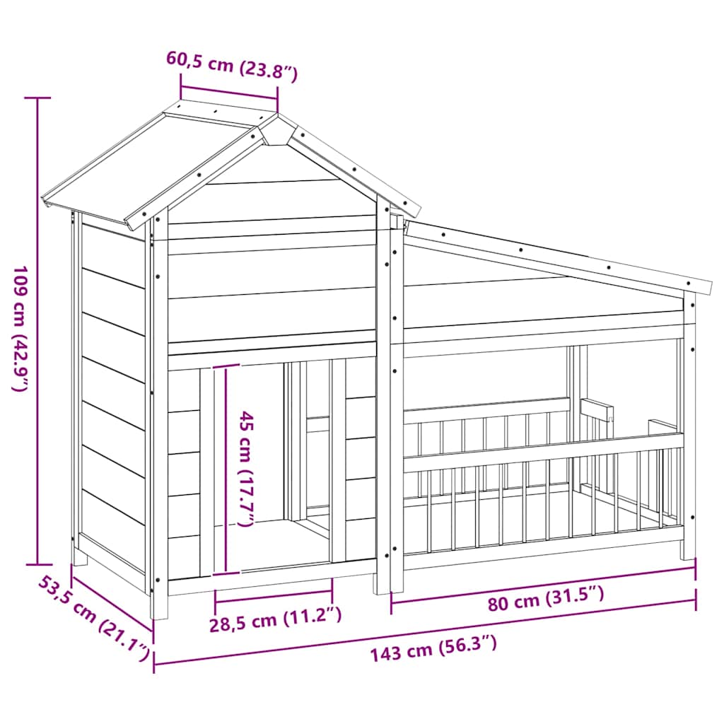 hundehus 143x60,5x109 cm massivt fyrretræ mokkafarvet