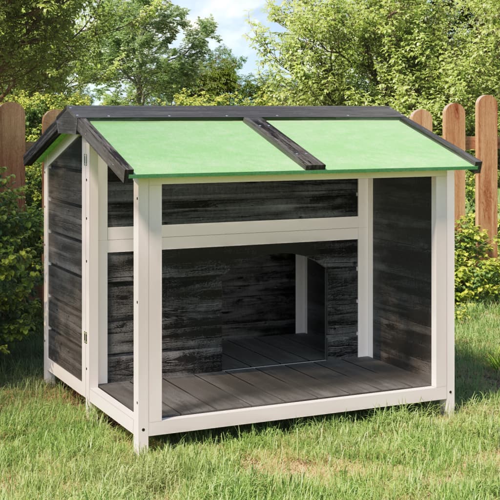 hundehus 96x87x80,5 cm massivt fyrretræ grå