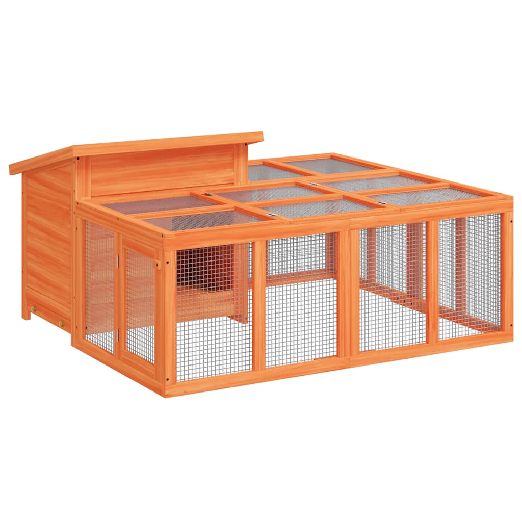 kaninbur 144x123x67,5 cm massivt fyrretræ brun
