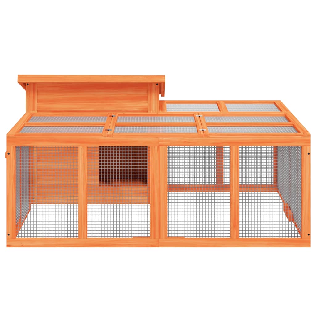 kaninbur 144x123x67,5 cm massivt fyrretræ brun