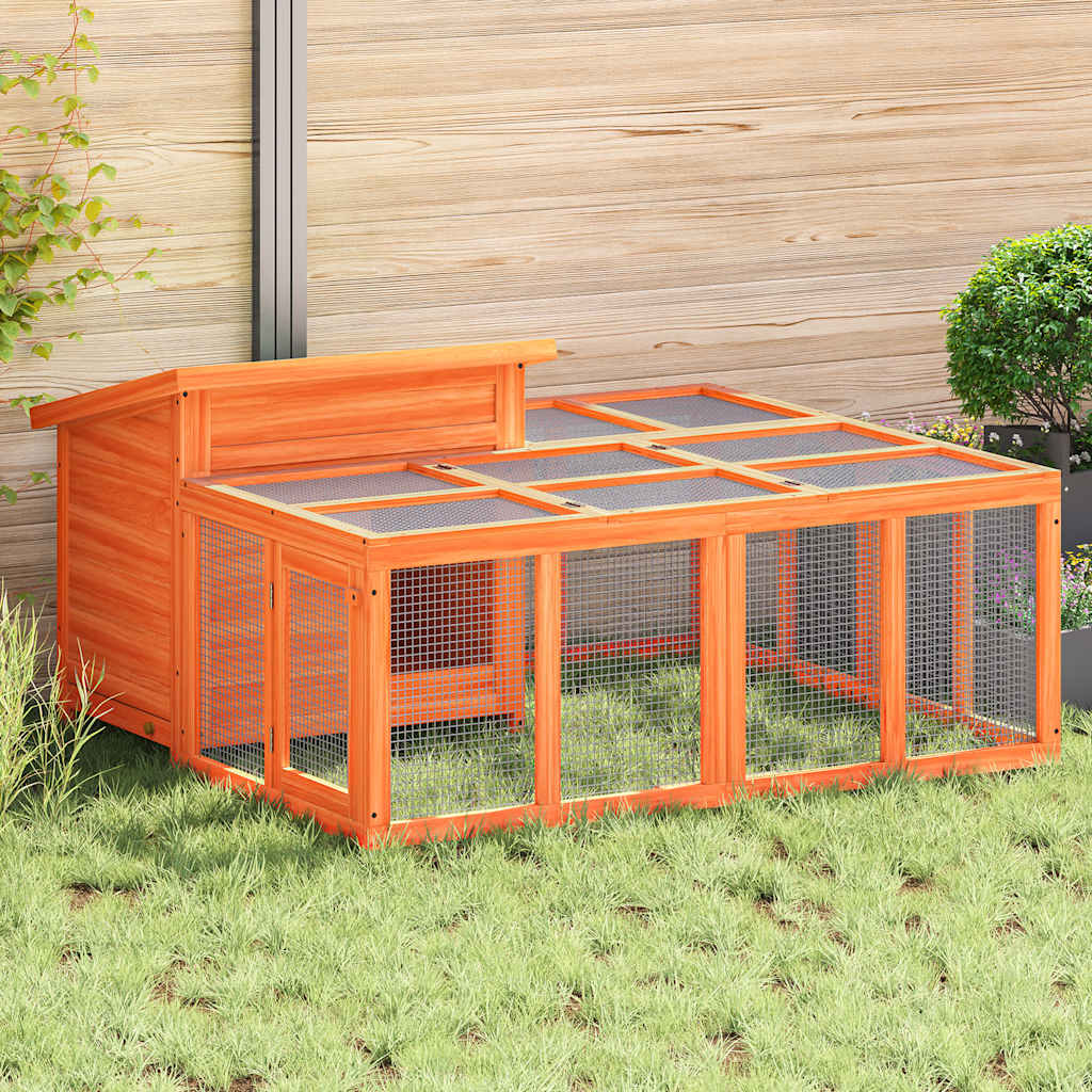 kaninbur 144x123x67,5 cm massivt fyrretræ brun