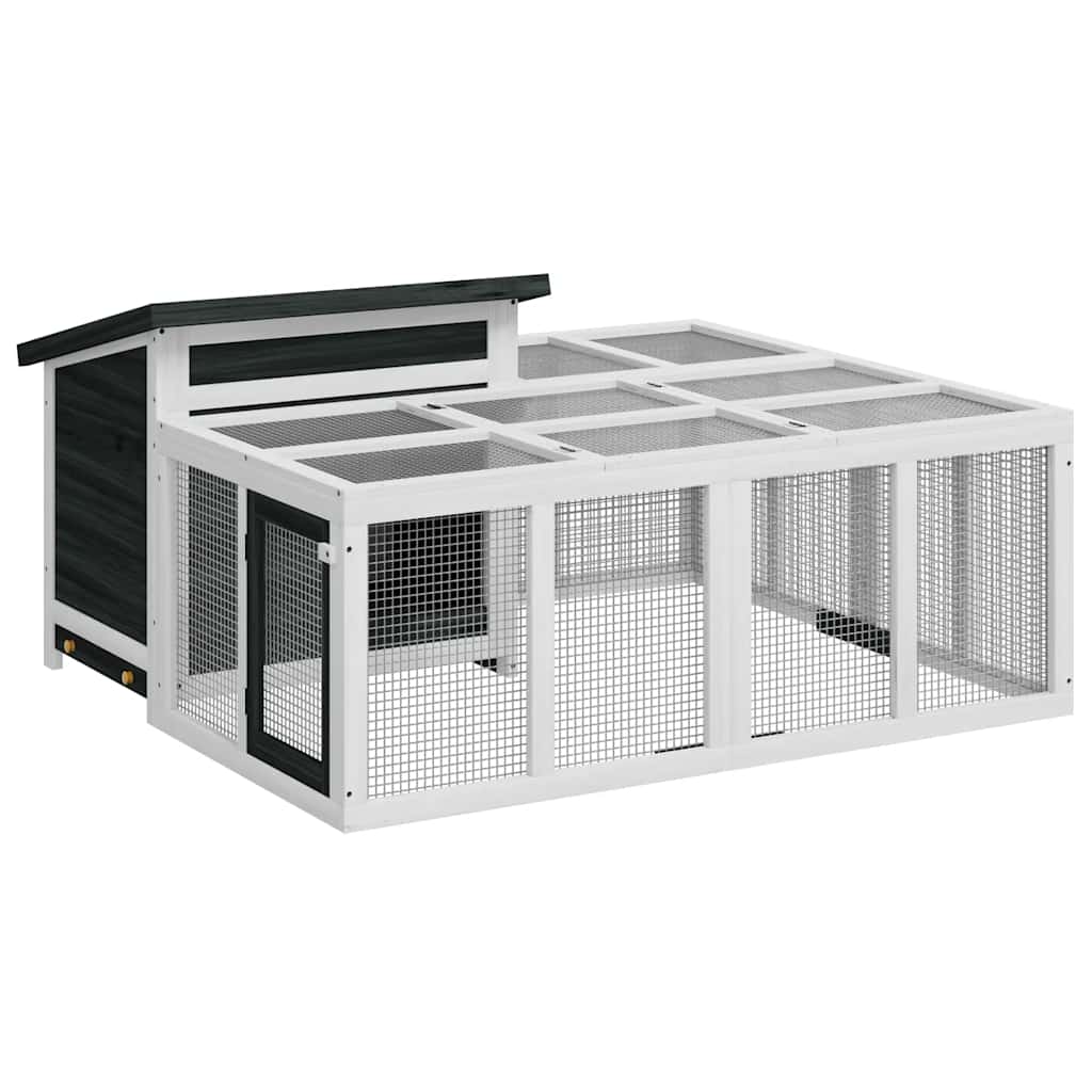 kaninbur 144x123x67,5 cm massivt fyrretræ grå