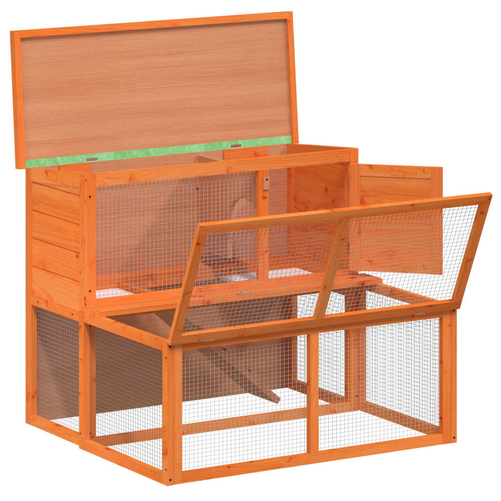 kaninbur 102x90x84,5 cm massivt fyrretræ brun