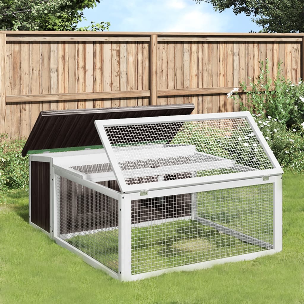 kaninbur 117,5x97x47,5 cm massivt fyrretræ grå