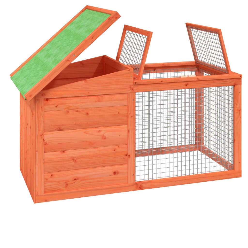 kaninbur 100,5x54x55 cm massivt fyrretræ brun