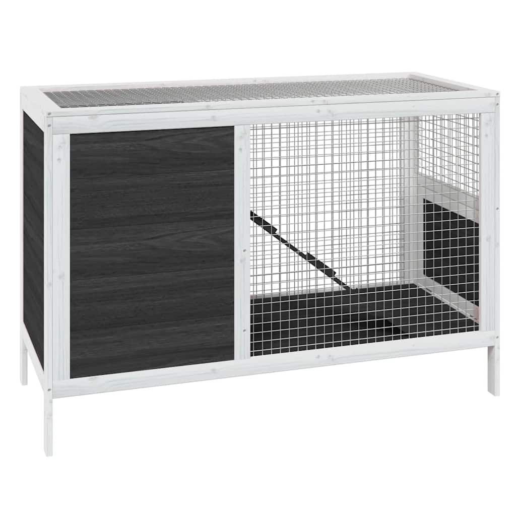 kaninbur 103x44x69,5 cm massivt fyrretræ grå