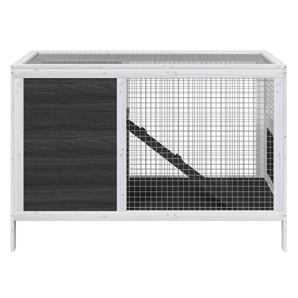 kaninbur 103x44x69,5 cm massivt fyrretræ grå
