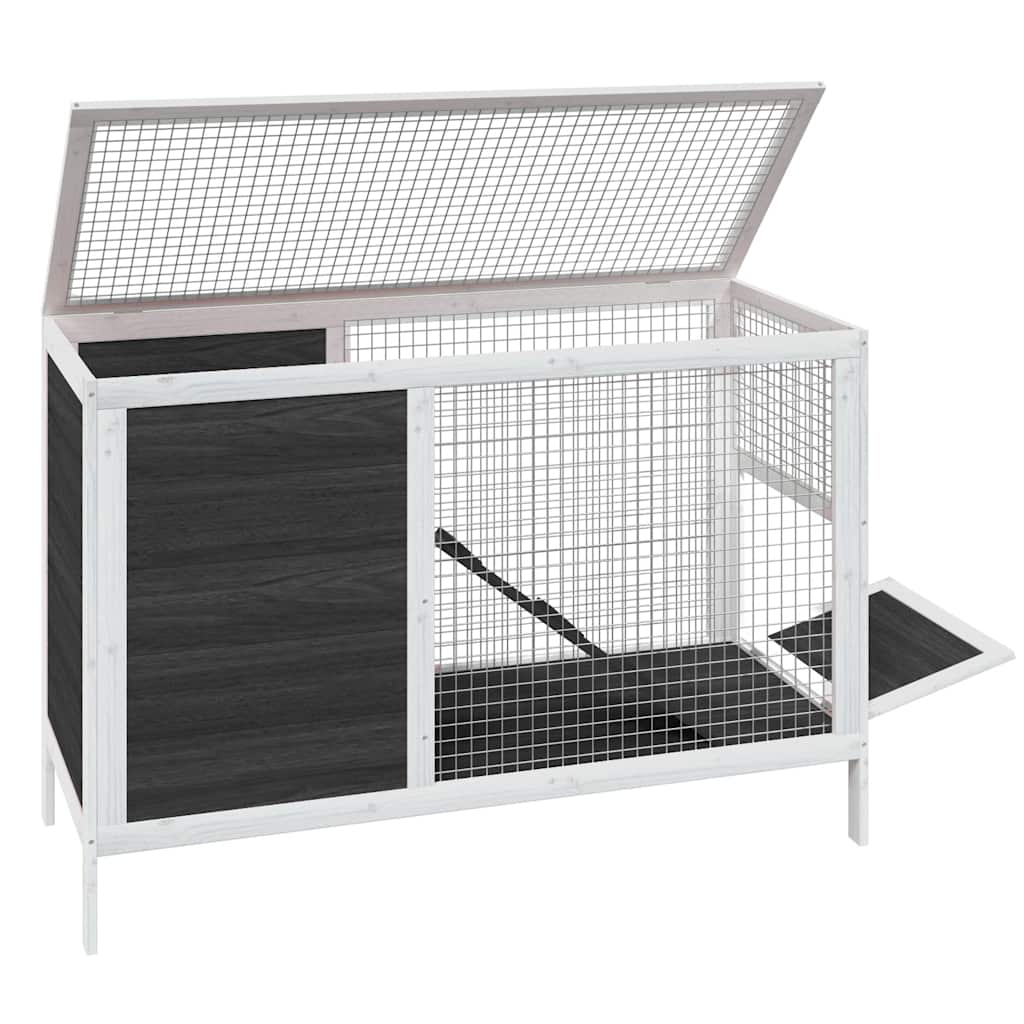 kaninbur 103x44x69,5 cm massivt fyrretræ grå