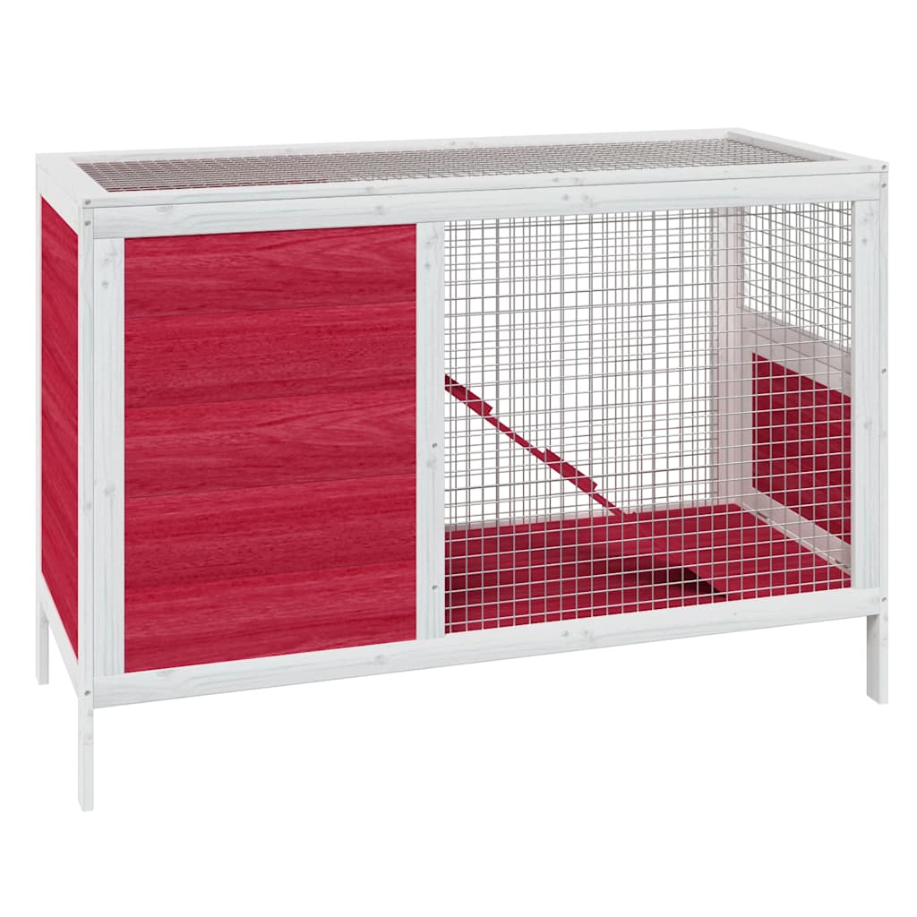 kaninbur 103x44x69,5 cm massivt fyrretræ rød