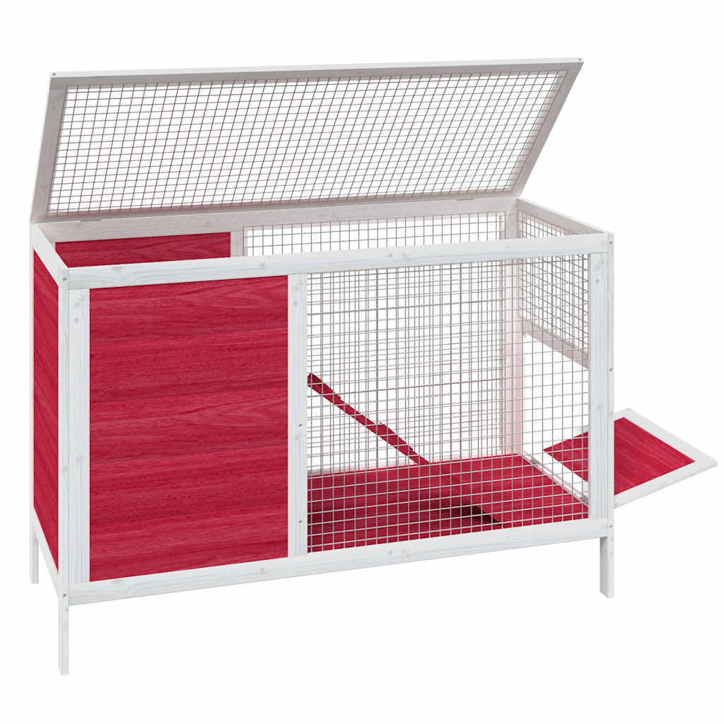 kaninbur 103x44x69,5 cm massivt fyrretræ rød