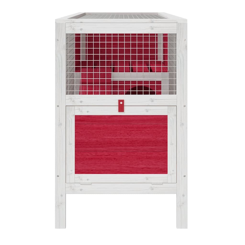 kaninbur 103x44x69,5 cm massivt fyrretræ rød