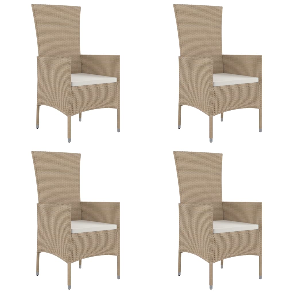 spisebordssæt til haven 5 dele med hynder polyrattan beige