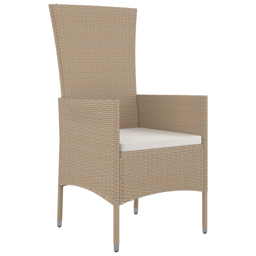 spisebordssæt til haven 5 dele med hynder polyrattan beige