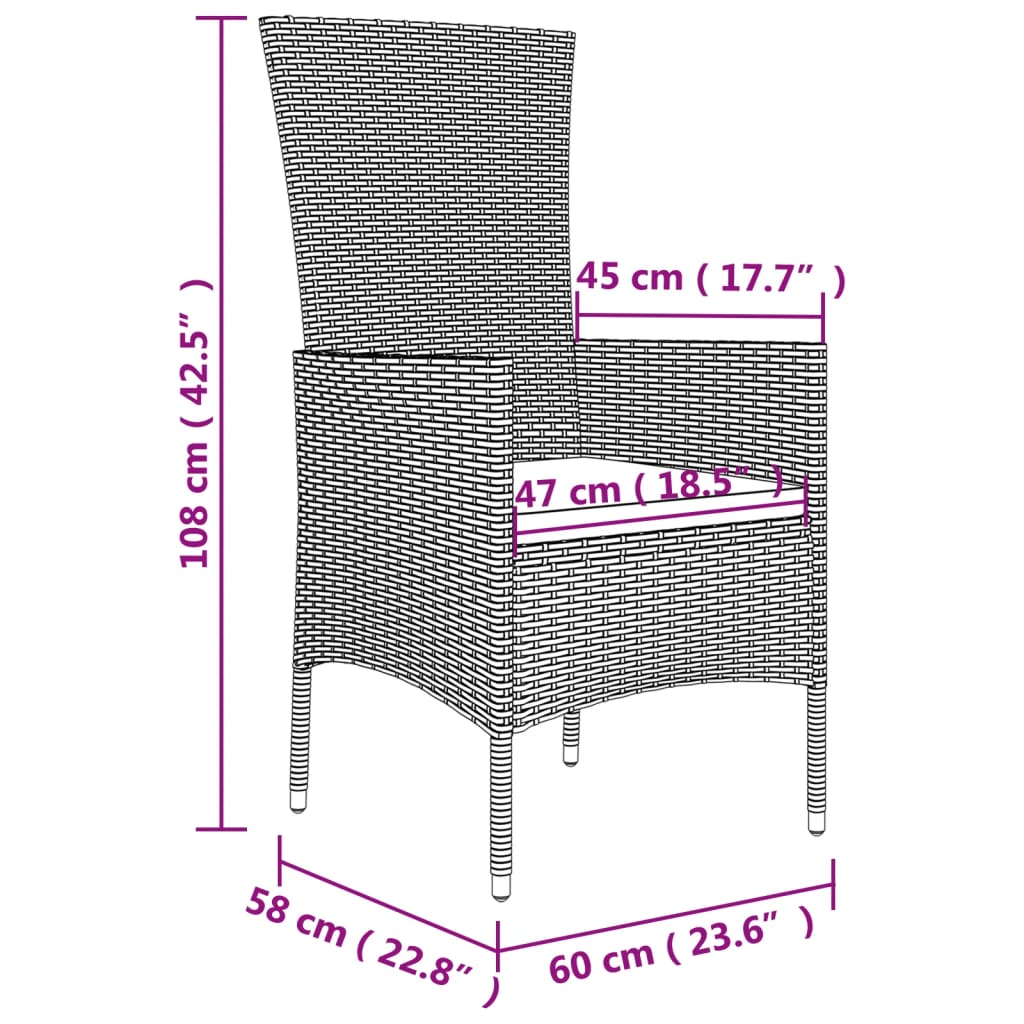 spisebordssæt til haven 5 dele med hynder polyrattan beige