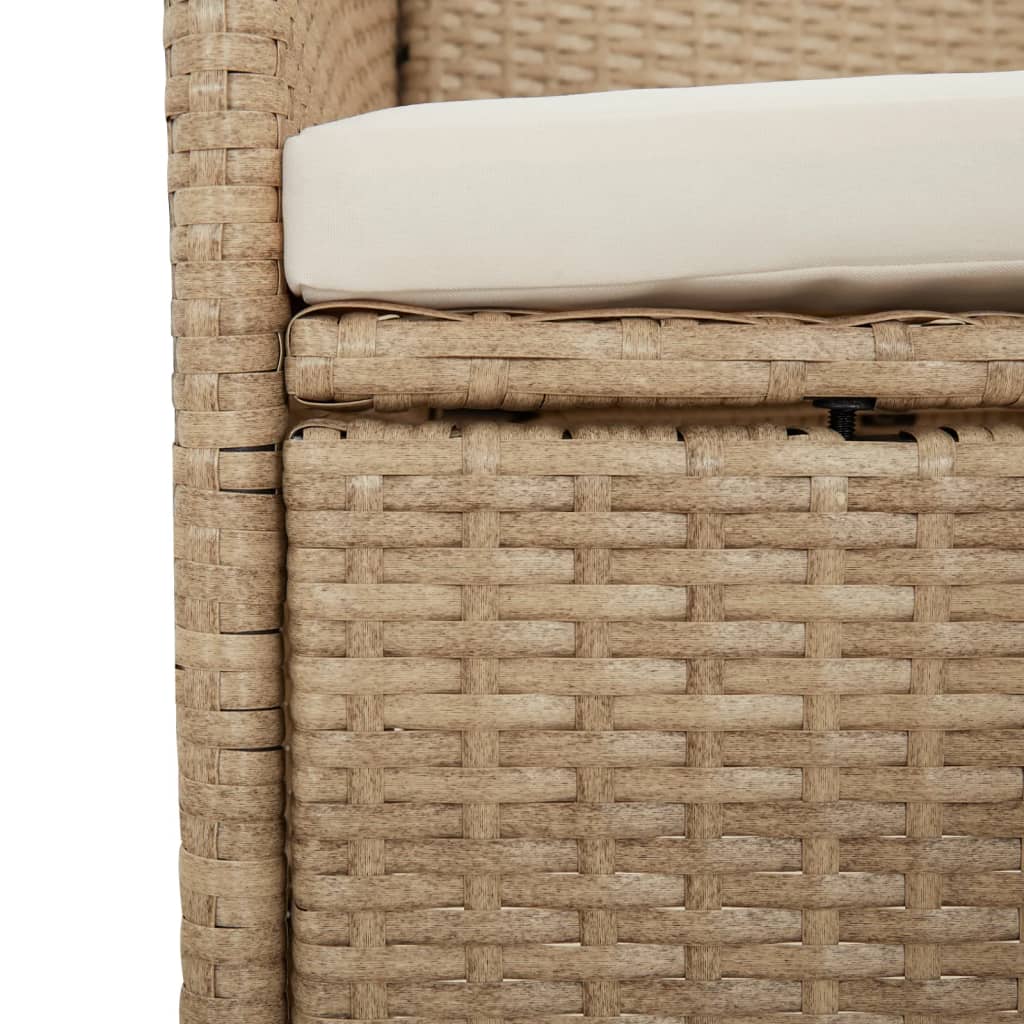 spisebordssæt til haven 7 dele med hynder polyrattan beige