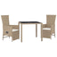 spisebordssæt til haven 3 dele med hynder polyrattan beige