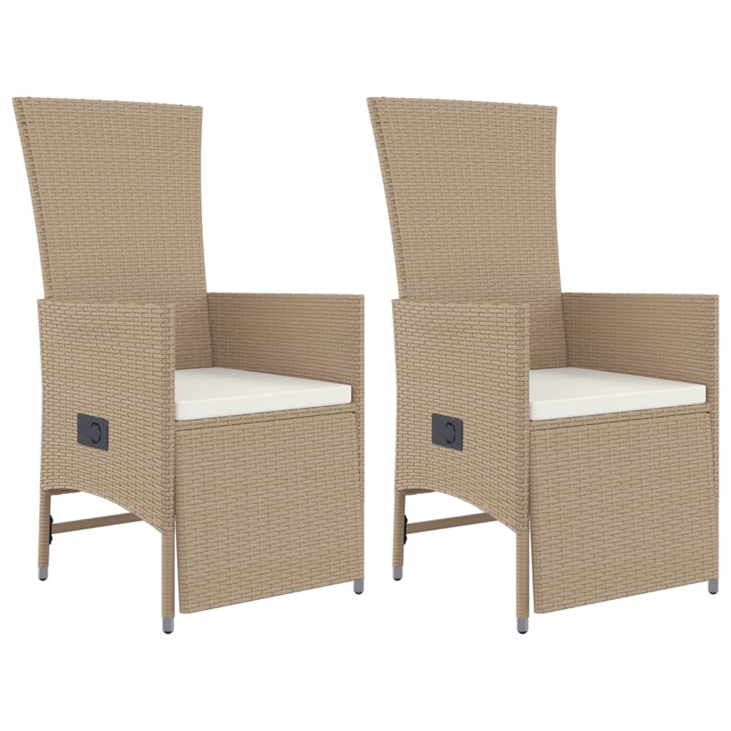 spisebordssæt til haven 3 dele med hynder polyrattan beige