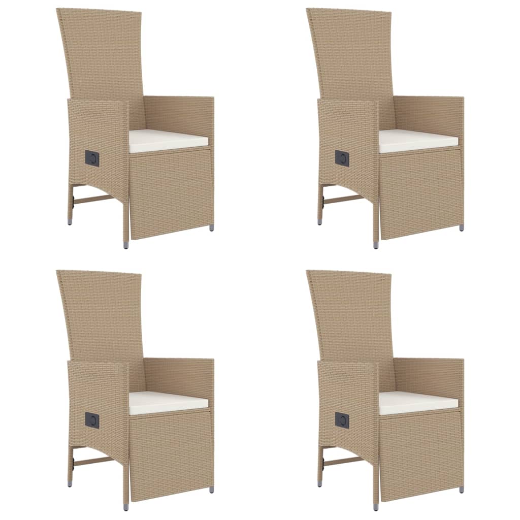 spisebordssæt til haven 5 dele med hynder polyrattan beige