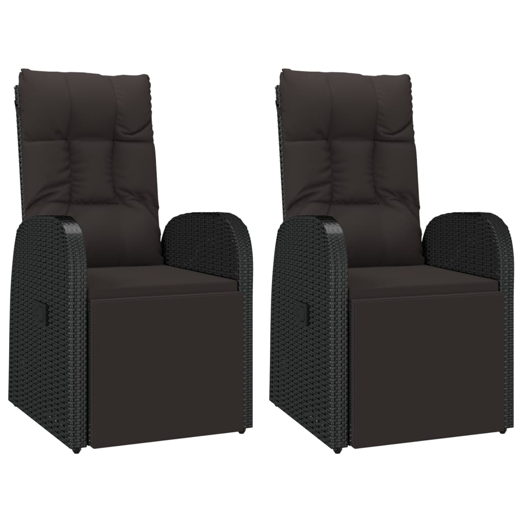 loungesæt til haven 3 dele polyrattan og stål sort