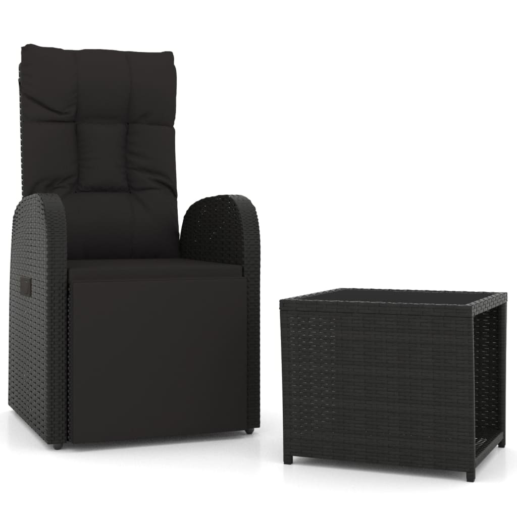 loungesæt til haven 2 dele polyrattan og stål sort