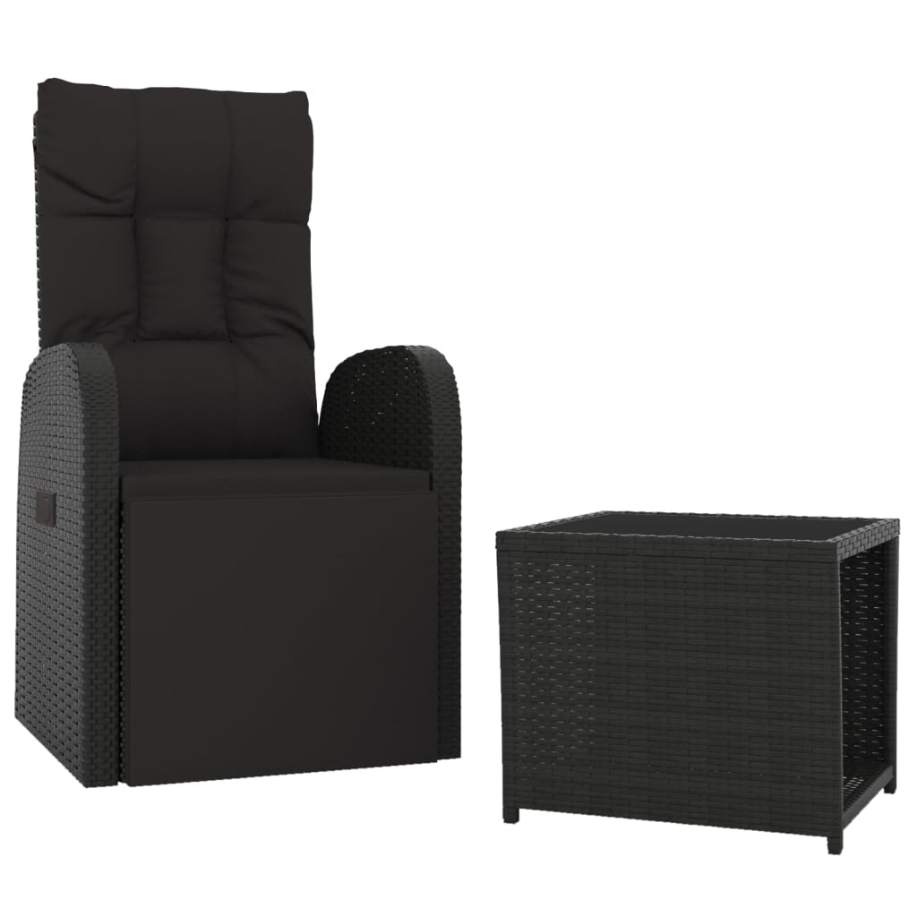 loungesæt til haven 2 dele polyrattan og stål sort
